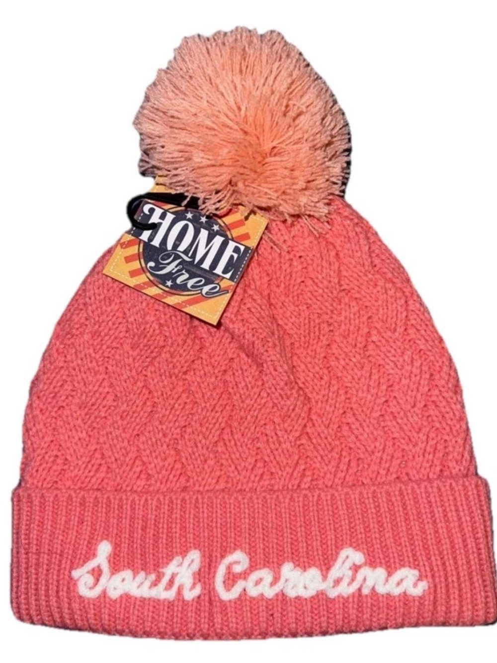 NWT Home Free South Carolina Pink Knit Pom Pom Beanie Hat